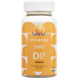 Жевательные таблетки "витамина Д" Sana-sol Vitabons D-Vitamiini 25 мкг 60 шт