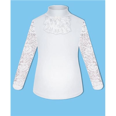 Белый школьный джемпер (блузка) для девочки 78801-ДШ20