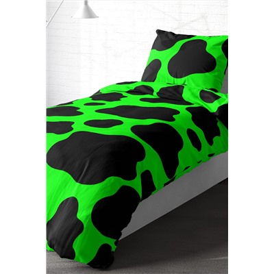 Постельное белье 1. 5 перкаль Crazy Getup (50х70; 70х70) рис. 16397-4/16405-1 Green cow