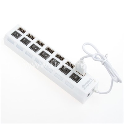 Разветвитель на 7 портов (USB hub) с выключателями (белый)