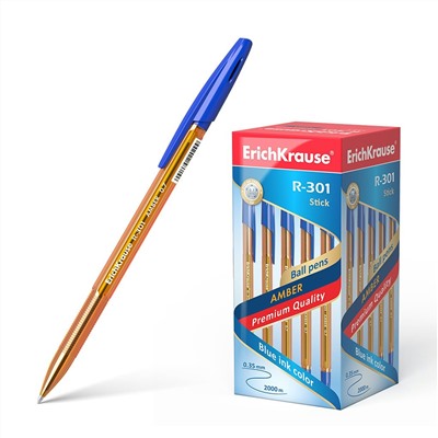 Ручка шариковая 0.7 мм синяя "R-301 Amber Stick" 140мм корпус тонированный оранжевый 31058 ERICH KRAUSE /1 /50 /400 /3200