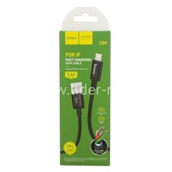 USB кабель Lightning 1.0м HOCO X89 (черный) текстильный 2.4A