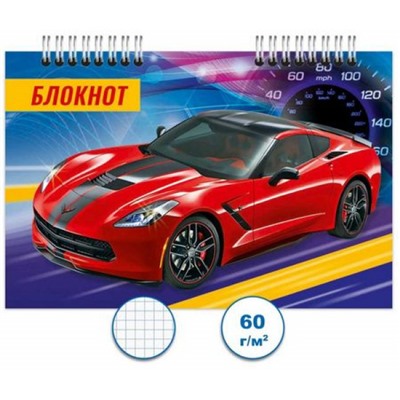 Блокнот на спирали 100х150 мм 120л клетка "Авто" Бг120/12-4 Гранит