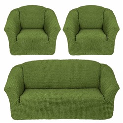 Чехол на диван и 2 кресла без оборки "Зеленый"