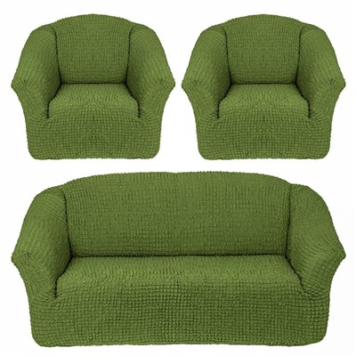 Чехол на диван и 2 кресла без оборки "Зеленый"