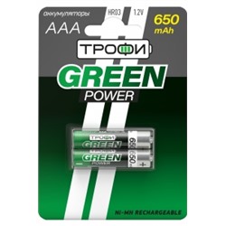 Акк NiMh R 3 650мАч Трофи Green 2xBL (20)