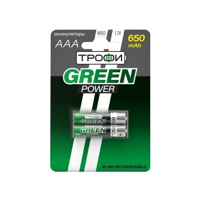 Акк NiMh R 3 650мАч Трофи Green 2xBL (20)