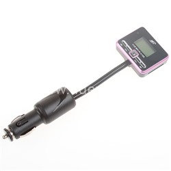 MP3 FM Modulator ((USB/SD/Micro SD/дисплей/пульт/гибкий кронштейн) розовый FM-№9/1