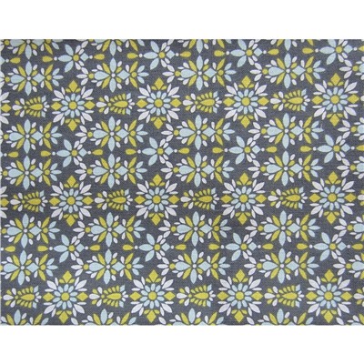 Ткань для пэчворка FQ-11 40х37 см Жёлто-голубые цветы на сером
