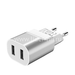 СЗУ 2 USB выхода (2100mAh/5V) HOCO C47A (серебро)