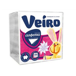 Салфетки бумажные VEIRO 1 слой белые 100шт/уп (45/1080) =4607133450298=