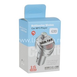 MP3 FM Modulator/АЗУ (Bluetooth/USB/Micro SD/дисплей) 3.1A (черный) G33