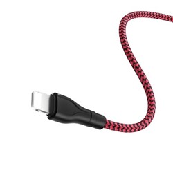 USB кабель Lightning 1.0м BOROFONE BX39 (черный/красный) 3.0A