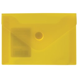 Папка-конверт на кнопке А7 Brauberg 0,18мм (для визиток) пластик прозрачная желтая (40/20)