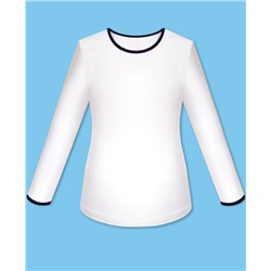 Школьный белый джемпер (блузка) с контрастной отделкой для девочки