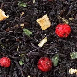 Чай для холодной погоды  Черный индийский чай с ягодами и листьями смородины, цедрой лимона, эхинацеей, зверобоем и бодрящим ароматом меда с лимоном.