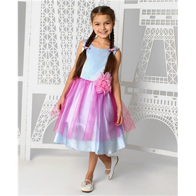 Голубое нарядное платье для девочки 82365-ДН19