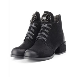 04-R181-1 BLACK Ботинки зимние женские (натуральная замша, натуральный мех)