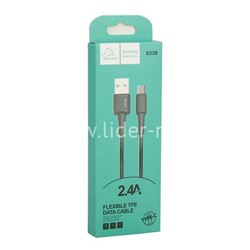 USB кабель ONE DEPOT S33B для Type-C 1.0м силиконовый (в коробке) черный 2.4A