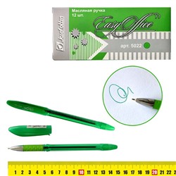 Ручка шариковая 0.7 мм зеленая масл., резиновый грип 5022 EasyOffice /1 /12 /144 /1728