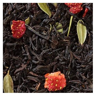 Клубника со взбитыми сливками  Смесь индийского черного чая, ягод клубники и  листьев брусники.