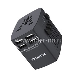 Сетевой универсальный адаптер AWEI C-36 4 USB/5V-2.4A (черный)
