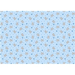Ткань фланель 90 см Мишки с сердечками (голубой)