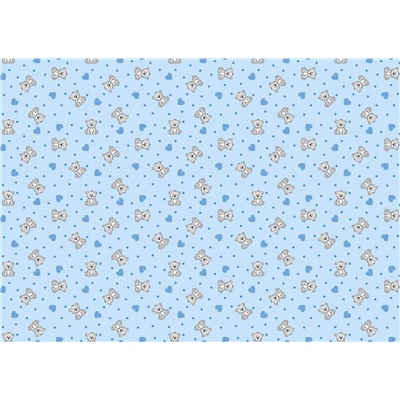 Ткань фланель 90 см Мишки с сердечками (голубой)