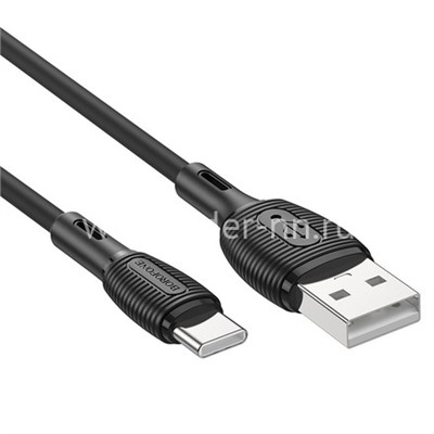 USB кабель для USB Type-C 1.0м BOROFONE BX86 силиконовый (черный) 3.0A