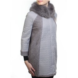A16002 GRAY Пальто демисезонное женское (синтепон 100 гр., натуральный мех лисицы)