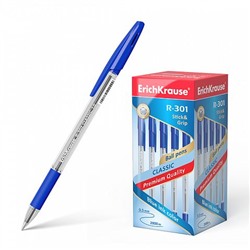 Ручка шариковая 1 мм, синяя "R-301 GRIP" (ErichKrause)