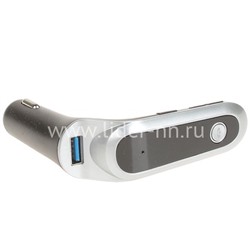 Громкая связь в авто (FM/Bluetooth/AUX/Micro SD/USB 1000mAh) серебро