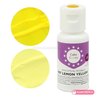 Краситель гелевый CakeColors 107 Lemon Yellow, 20 гр