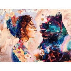 Картина по номерам 40х50 «Девушка и пантера»