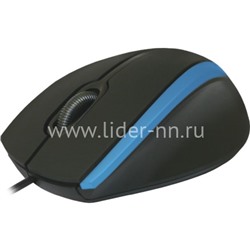 Мышь проводная DEFENDER MM-340/52344 3 кнопки, 1000dpi (черный+синий)