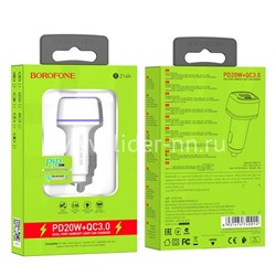 АЗУ 1 USB выход QC3.0+PD 20W (5V-3.0A/9V-2.0A/12V-1.5A) BOROFONE BZ14A (белый)