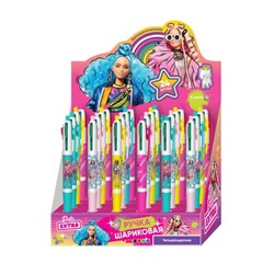 Ручка шариковая многоцветная 4 цвета 0,5мм "Barbie extra" (Умка)