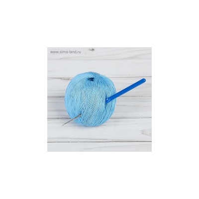 Крючок для вязания металлический, с пластиковой ручкой, d=1мм, 13,5см, цвет синий