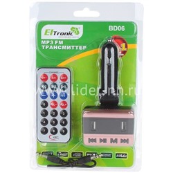 MP3 FM Modulator ELTRONIC (2USB/Micro SD/дисплей/пульт) 9907 розовый