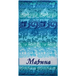 Полотенце махровое именное Марина (голубой цвет)