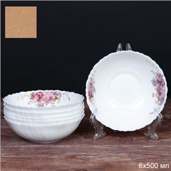 Набор суповых тарелок 6 штук 480 мл 155 мм / TW-60XN (7065) /уп 6/72/ серия Розовая композиция