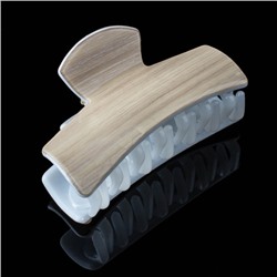 Заколка-краб пластиковая с имитацией древесины " KRA-351 " бежевая/белая