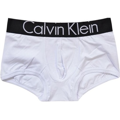 Трусы Calvin Klein белые с черной резинкой Steel A015