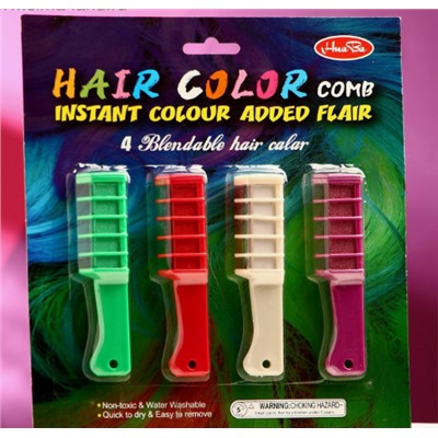Мелки для волос с насадкой, набор 4 цвета   5133681