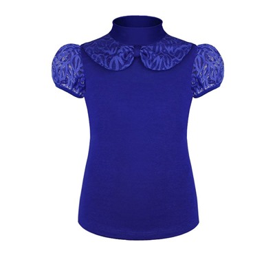Синяя водолазка (блузка) с коротким рукавом для девочки 78702-ДНШ19