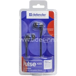 Наушники DEFENDER Pulse-420/63423 с микрофоном (черный/синий)