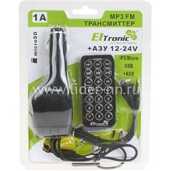 MP3 FM Modulator ELTRONIC (USB/Micro SD/дисплей/пульт/зарядное устройство) 9904