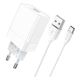 СЗУ Type-C 1 USB выход 18W Quick Charge 3.0 (6.5V-3.0A/9V-2.0A/12V-1.5A) BOROFONE BA47A (белый)