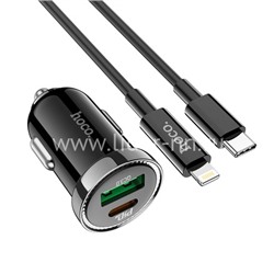 АЗУ Type-C to Lightning 1 USB выход 20W PD+QC 3.0 (5V-3.0A/9V-2.0A/12V-1.67A) HOCO Z44 (черный)