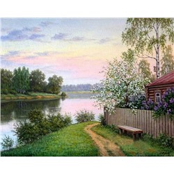 Картина по номерам 40х50 «Домик у реки»